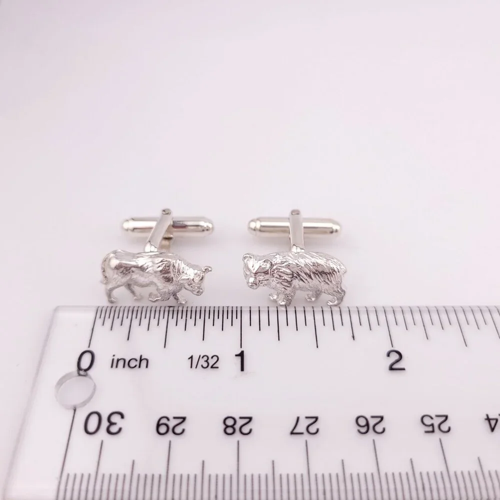 Mint Tiffany & Co. Sterling Silver Bull Bear Wall Street Stock Market Cufflinks